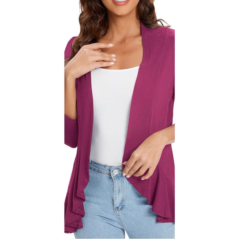 NWT Urban CoCo Women's Open Front Cardigan Long Sleeve Irregular Hem Pink XL - Picture 5 of 14